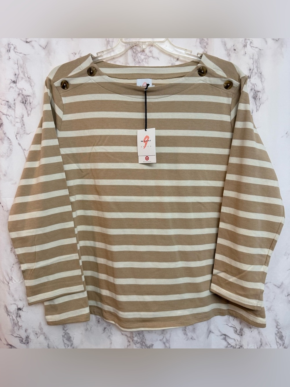 The niners by Hatch Camel Stripe Knit Top - Cream and Camel